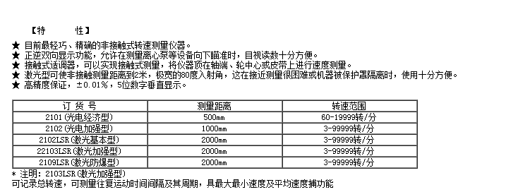 工业笔式转速表 A2103/2105/2108