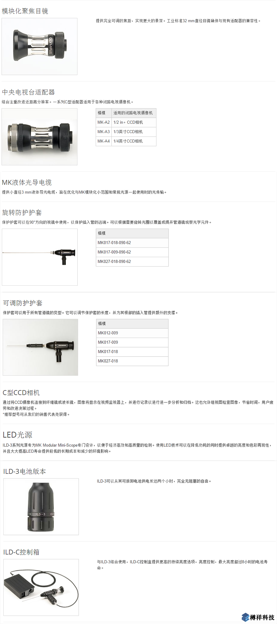 奥林巴斯MK模块化小范围工业视频内窥镜产品配件