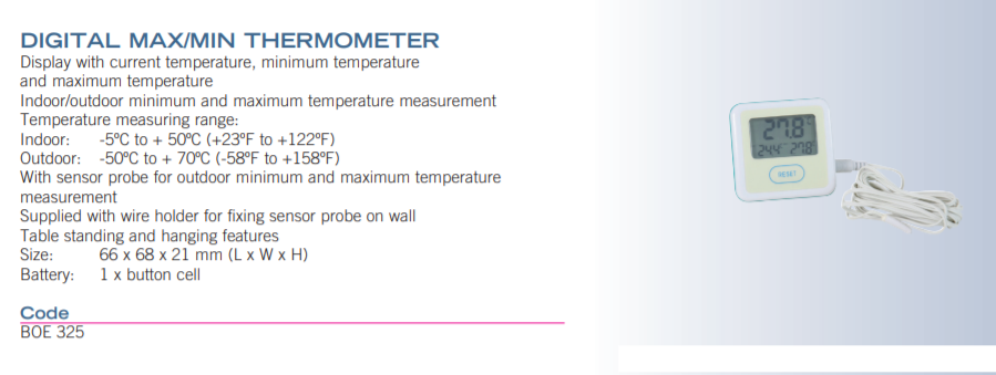 数字***小/***大温度计BOE325
