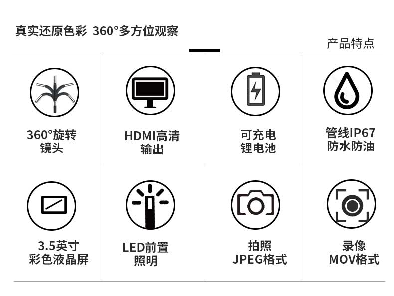 管道工业内窥镜360°旋转